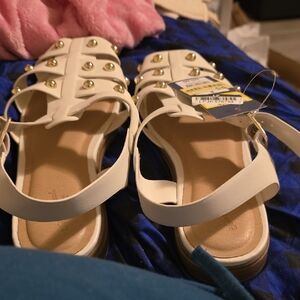Target White Sandals with Gold Studs